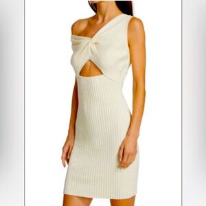 Anna Quan Cream One-Shoulder Dress